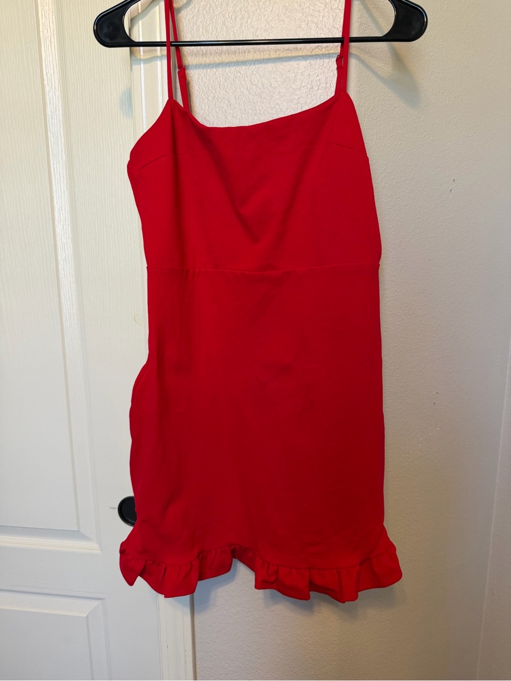 Lulu's Red Spaghetti-Strap Ruffle-Hem Mini Dress - Picture 2 of 5